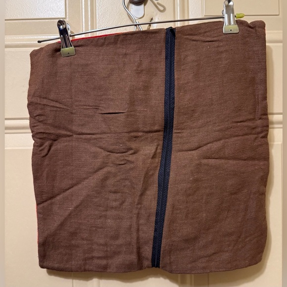 Red Velvet Pillow Cover Pair with Silver Embroidered Design - Picture 4 of 4